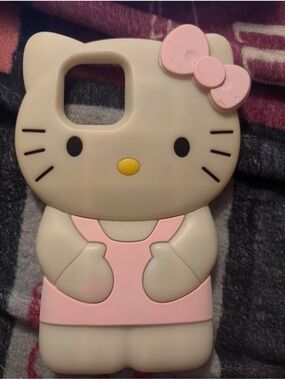 Hello Kitty Cream and Pink Silicone Phone Case with Bow